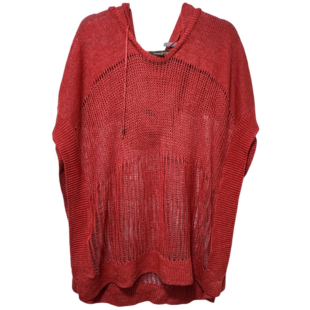 Tommy Bahama Womens Coral Open Knit Hooded Sweater Swimsuit Cover size S/M‎ M/M